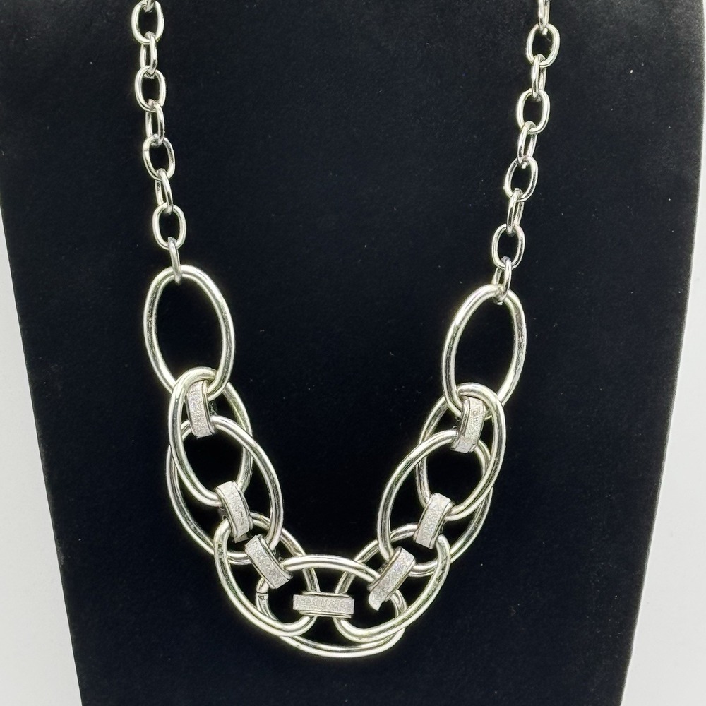 Charming Charlie Chunky Link Necklace Silver Tone Statement‎ Chain 20"